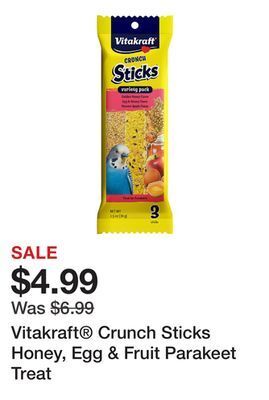 Petsmart Vitakraft® crunch sticks honey, egg & fruit parakeet treat offer
