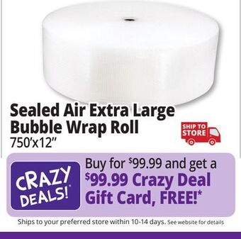 Ocean State Job Lot Sealed air extra large 750 ft. bubble wrap roll offer