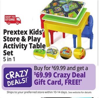 Ocean State Job Lot Prextex kids 5-in-1 store and play activity table set with 2 chairs offer