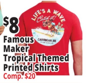 Ocean State Job Lot Famous maker tropical themed printed shirts offer