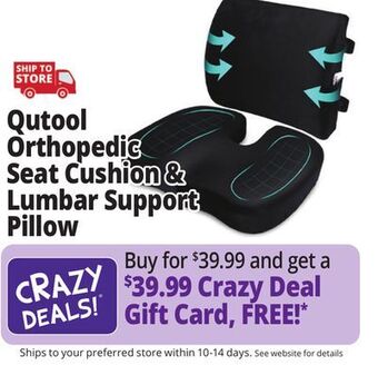 Ocean State Job Lot Qutool orthopedic seat cushion & lumbar support pillow offer