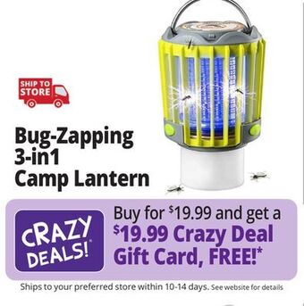 Ocean State Job Lot Bug-zapping 3-in-1 camp lantern offer