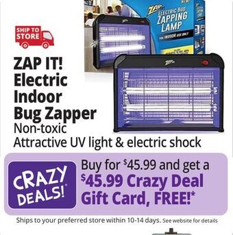 Ocean State Job Lot Zap it! electric indoor bug zapper with non-toxic attractant uv light and electric shock offer