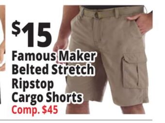 Ocean State Job Lot Famous maker belted stretch ripstop cargo shorts offer