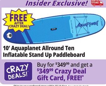 Ocean State Job Lot Aquaplanet 10' allround ten inflatable stand up paddleboard offer