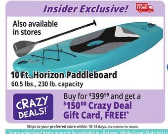Ocean State Job Lot Lifetime horizon 10' stand up paddleboard offer