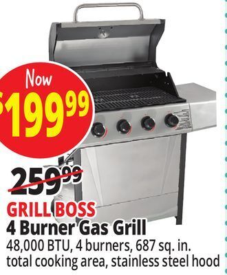 Ocean State Job Lot Grill boss 4-burner gas grill offer