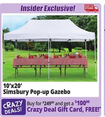 Ocean State Job Lot Simsbury 10' x 20' one-touch pop-up gazebo offer