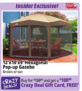 Ocean State Job Lot Simsbury 10' x 20' one-touch pop-up gazebo offer