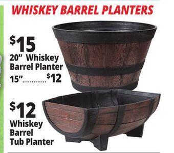 Ocean State Job Lot Whiskey barrel planters offer