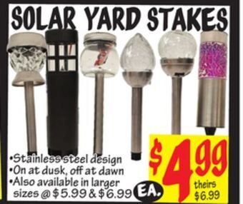 Ollie's Solar yard stakes offer