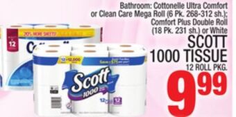 C Town Scott 1000 tissue 12 roll pkg. offer