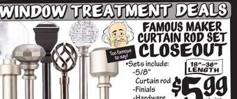 Ollie's Famous maker curtain rod set closeout offer