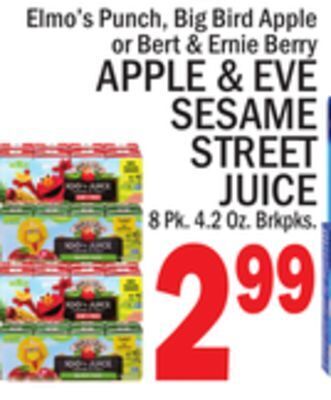 C Town Apple & eve sesame street juice offer