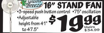 Ollie's Sarasota breeze 16 stand fan offer