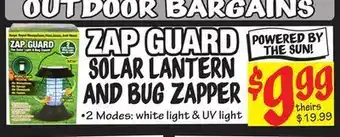 Ollie's Zap guard solar lantern and bug zapper offer