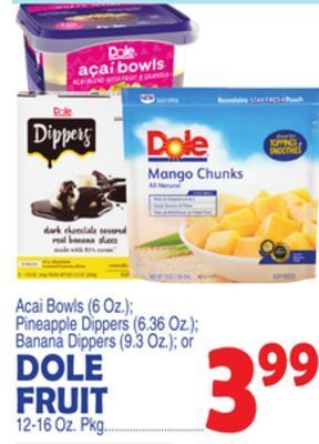 Bravo Supermarkets Dole fruit 12-16 oz. pkg offer