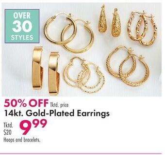 Boscov's Gold-plated earrings offer