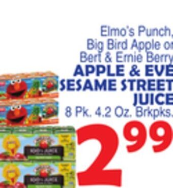 Bravo Supermarkets Apple & eve sesame street juice offer