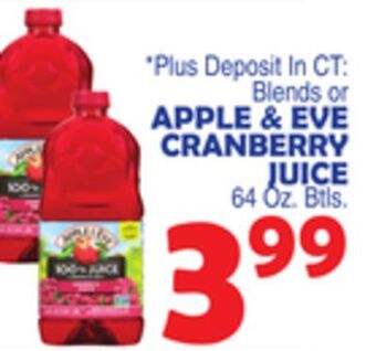 Bravo Supermarkets Apple & eve cranberry juice offer