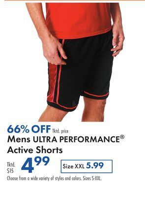 Boscov's Mens ultra performance® active shorts offer
