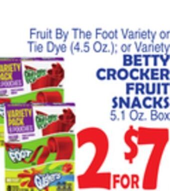 Bravo Supermarkets Betty crocker fruit snacks 5.1 oz. box offer
