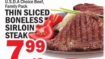 Bravo Supermarkets Thin sliced boneless sirloin steak offer