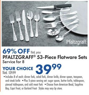 Boscov's Pfaltzgraff® 53-piece flatware sets offer