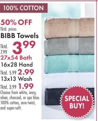 Boscov's Bibb towels offer