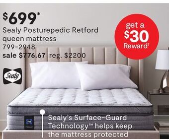 JC Penney Sealy posturepedic retford queen mattress offer
