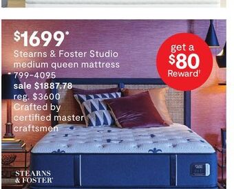JC Penney Stearns & foster studio medium queen mattress offer