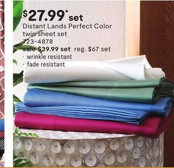 JC Penney Distant lands perfect color twin sheet set offer