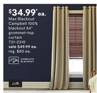 JC Penney Max blackout campbell 100% blackout 84 grommet-top curtain offer