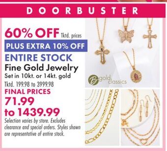 Boscov's Entire stock fine gold jewelry offer