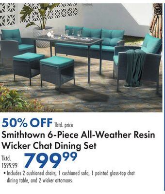 Boscov's Smithtown 6-piece all-weather resin wicker chat dining set offer