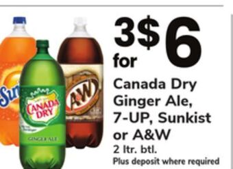 ACME Canada dry ginger ale, 7-up, sunkist or a & w offer