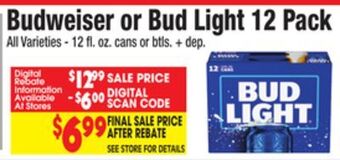King Kullen Budweiser or bud light 12 pack offer
