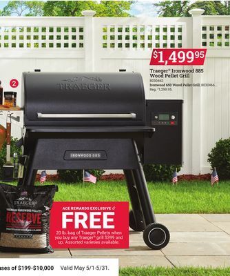 Ace Hardware Traeger® ironwood 885 wood pellet grill offer