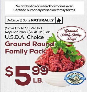DeCicco & Sons Ground round family pack offer