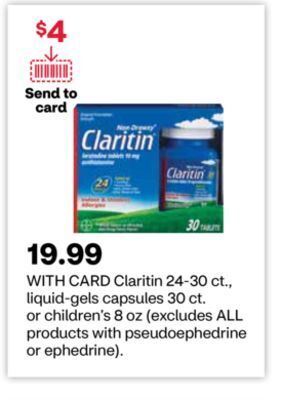 CVS Claritin 24-30 ct., liquid-gels capsules 30 ct. or children's 8 oz offer
