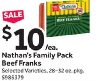 Stop&Shop Nathan's family pack beef franks offer