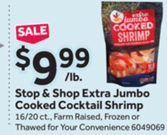 Stop&Shop Stop & shop extra jumbo cooked cocktail shrimp offer