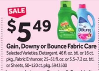 Stop&Shop Gain, downy or bounce fabric care offer
