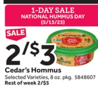 Stop&Shop Cedar's hommus offer