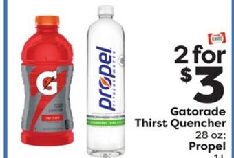 Weis Markets Gatorade thirst quencher 28 oz propel 1 l offer