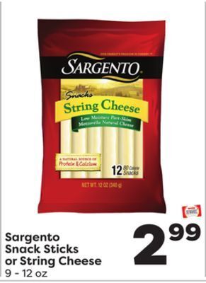 Weis Markets Sargento snack sticks or string cheese offer