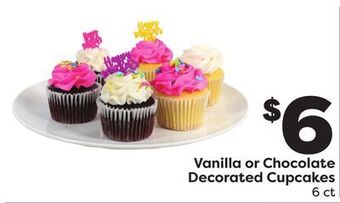 Weis Markets Vanilla or chocolate decorated cupcakes offer