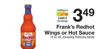 The Fresh Grocer Redhot wings or hot sauce offer
