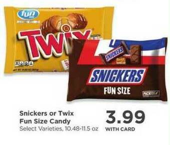 QFC Snickers Or Twix Fun Size Candy offer