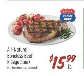 Sprouts Farmers Market All-Natural Boneless Beef Ribeye Steak offer